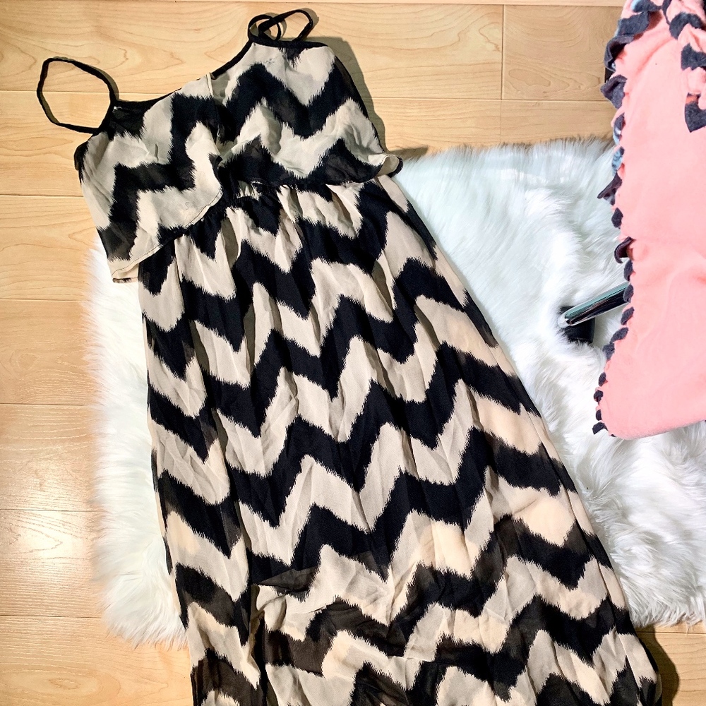 Black and Cream Chevron Maxi Dress